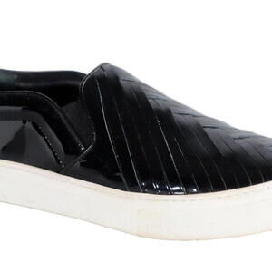 Celine Women's Size 37 Black Patent Leather Slip On Sneakers 25 313653 DSKC 38NO